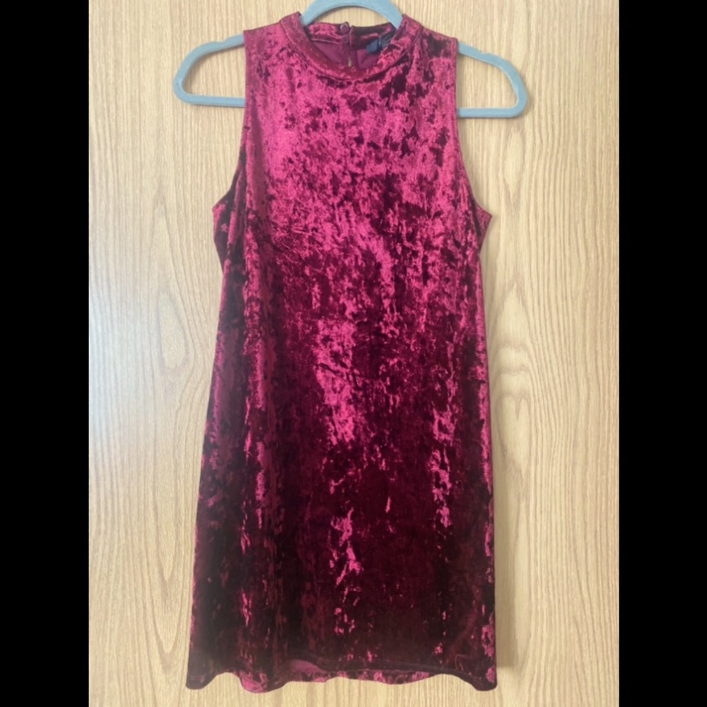 Forever 21 Maroon Faux Velvet Dress
